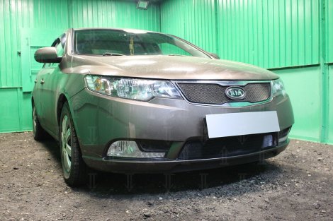 Защитная сетка радиатора ProtectGrille нижняя для KIA Cerato (2011-2013 Черная)