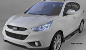 Пороги алюминиевые (Zirkon) для Hyundai ix35 (2010-2015)