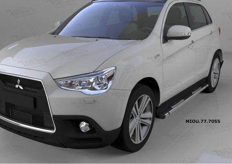 Пороги алюминиевые (Emerald Black) для Mitsubishi ASX