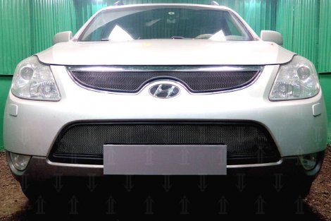 Защитная сетка радиатора ProtectGrille средняя для Hyundai ix55 (2010-2015 Черная)