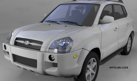 Пороги алюминиевые (Corund Black) для Hyundai Tucson