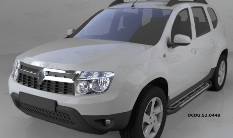 Пороги алюминиевые (Corund Silver) для Renault Duster