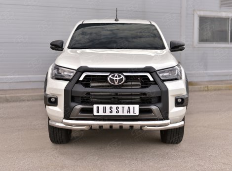 Передняя защита Russtal 63/63 мм для Toyota Hilux Black Onyx