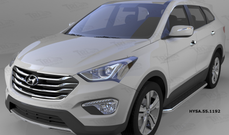 Пороги алюминиевые (Ring) для Hyundai Santa Fe (2012-2015)