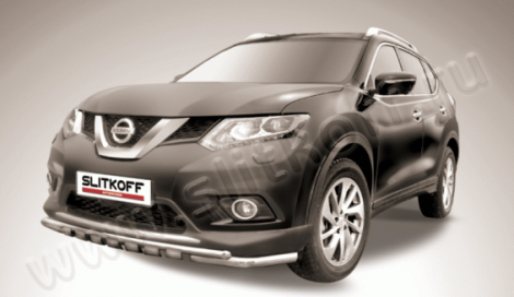 Защита переднего бампера Slitkoff для NIssan X-Trail (2015-2018)