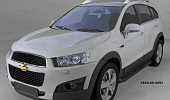 Пороги алюминиевые (Corund Black) для Chevrolet Captiva (2006-2011)