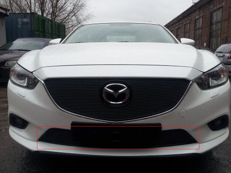 Защитная сетка радиатора ProtectGrille Premium нижняя для Mazda 6 (2012-2014 Черная)