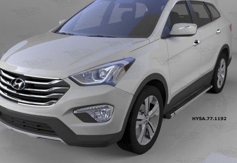 Пороги алюминиевые (Emerald Black) для Hyundai Santa Fe (2012-2015)