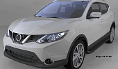 Пороги алюминиевые (Sapphire Black) для Nissan Qashqai (2014-н.в.)