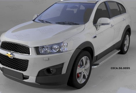 Пороги алюминиевые (Opal) для Chevrolet Captiva (2006-2011)