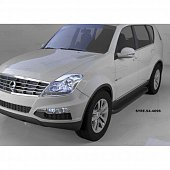 Пороги алюминиевые (Sapphire Black) для Ssang Yong Rexton