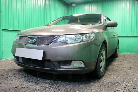 Защитная сетка радиатора ProtectGrille верхняя для KIA Cerato (2011-2013 Черная)