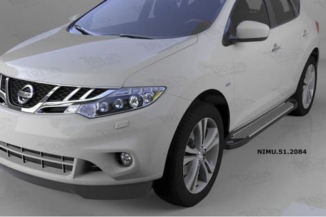 Пороги алюминиевые (Sapphire Silver) для Nissan Murano