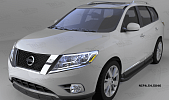Пороги алюминиевые (Sapphire Black) для Nissan Pathfinder