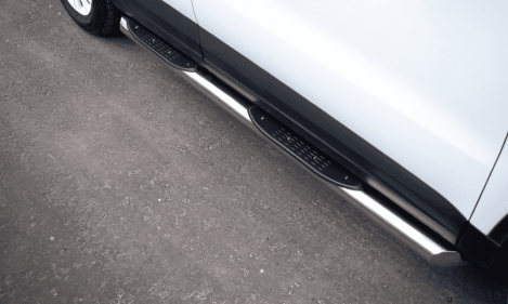Пороги труба D76 с накладками (вариант 1) "RUSSTAL" для Volkswagen Tiguan Track & Field