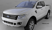 Пороги алюминиевые (Sapphire Black) для Ford Ranger (2011-н.в.)