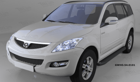 Пороги алюминиевые (Sapphire Black) для Great Wall Hover H3 (2010-2014)
