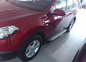 Пороги алюминиевые (Sapphire Silver) для Nissan Qashqai +2