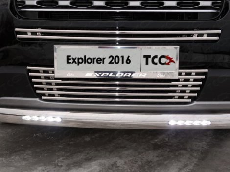 Передняя защита с ДХО TCC для Ford Explorer (2016-н.в.)