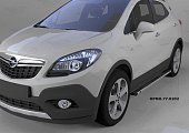 Пороги алюминиевые (Emerald Black) для Opel Mokka