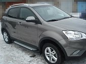 Пороги алюминиевые (Sapphire Silver) для Ssang Yong Actyon (2010-2013)