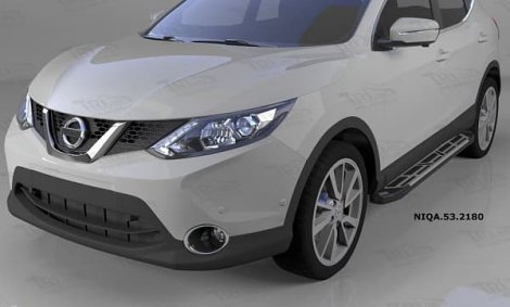 Пороги алюминиевые (Corund Silver) для Nissan Qashqai (2014-н.в.)