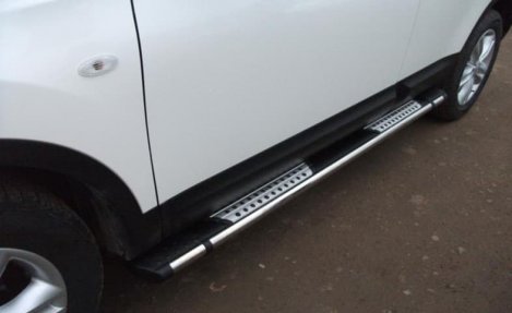 Пороги алюминиевые (Emerald Black) для Kia Sorento