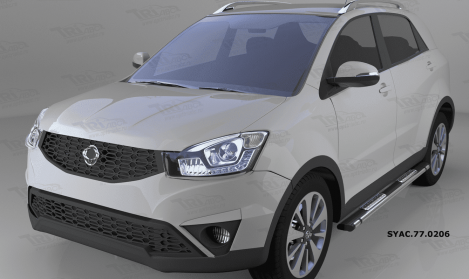 Пороги алюминиевые (Emerald Black) для Ssang Yong Actyon