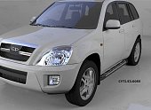 Пороги алюминиевые (Corund Silver) для Chery Tiggo (2005-2011)