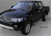 Пороги алюминиевые (Corund Silver) для Mitsubishi L200