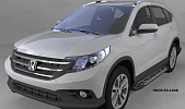 Пороги алюминиевые (Corund Silver) для Honda CR-V (2012-н.в.)