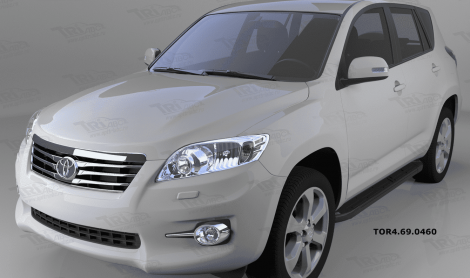Пороги алюминиевые (Corund Black) для Toyota RAV4 (короткая база)