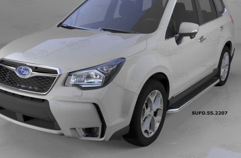 Пороги алюминиевые (Ring) для Subaru Forester