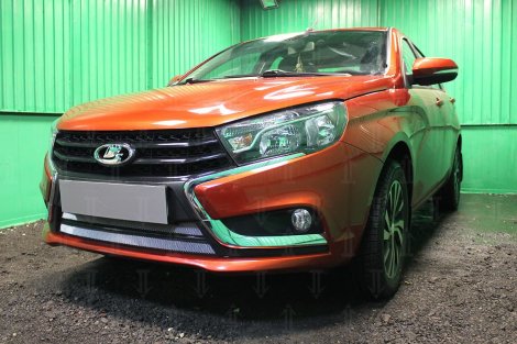 Защитная сетка радиатора ProtectGrille нижняя для Lada Vesta 2 части (2015-н.в. Хром)