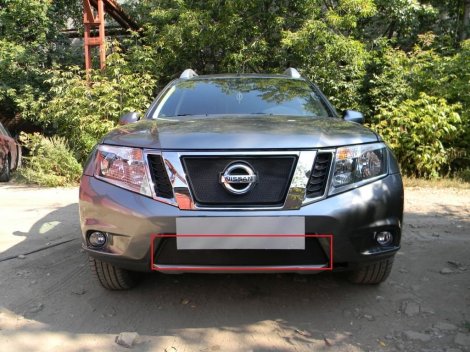 Защитная сетка радиатора ProtectGrille нижняя для Nissan Terrano (2014-н.в. Черная)