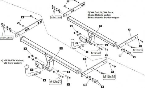 Фиксированный фаркоп Baltex для Volkswagen Golf IV