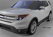 Пороги алюминиевые (Emerald Black) для Ford Explorer
