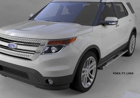 Пороги алюминиевые (Emerald Black) для Ford Explorer