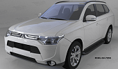 Пороги алюминиевые (Corund Black) для Mitsubishi Outlander