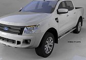 Пороги алюминиевые (Emerald Black) для Ford Ranger (2011-н.в.)