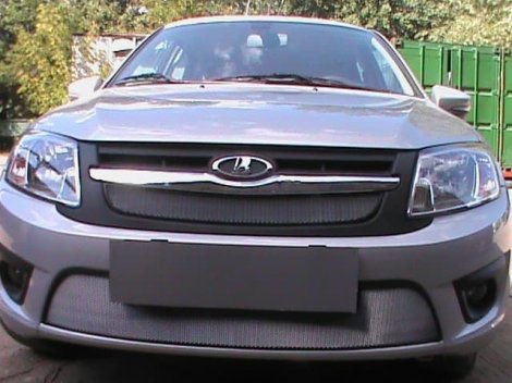 Защитная сетка радиатора ProtectGrille для Lada Granta лифтбек, седан, 2 части (2014-2017 Хром)