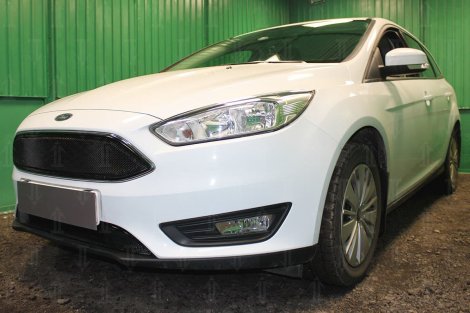 Защитная сетка радиатора ProtectGrille Optimal верхняя для Ford Focus III рестайлинг (2015-н.в. Черная)