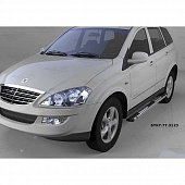 Пороги алюминиевые (Emerald Black) для Ssang Yong Kyron