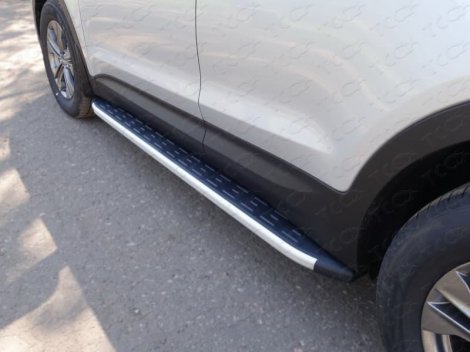 Пороги алюминиевые TCC для Hyundai Santa Fe (2012-2015)