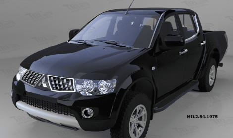 Пороги алюминиевые (Sapphire Black) для Mitsubishi L200