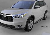 Пороги алюминиевые (Corund Silver) для Toyota Highlander