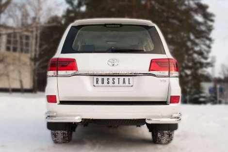 Защита заднего бампера Russtal 76/42 мм для Toyota Land Cruiser 200 (2015-2021)