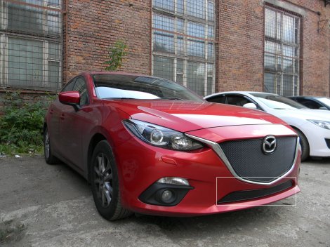 Защитная сетка радиатора ProtectGrille Premium нижняя для Mazda 3 (2013-2015 Черная)