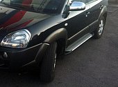 Пороги алюминиевые (Sapphire Silver) для Hyundai Tucson