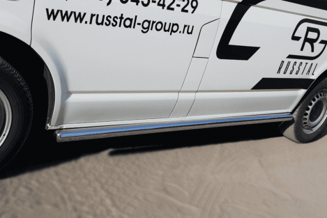 Защита порогов труба D63 (вариант 3) (правый) "RUSSTAL" для Volkswagen Transporter Kasten